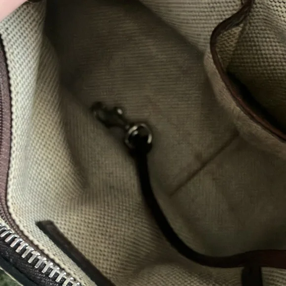 Dooney & Bourke Shoulder Vintage Bag Leather Canvas Taupe Brown Signature Duck - Picture 5 of 9